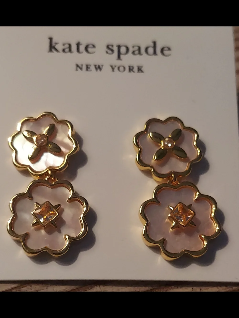 kate spade Gold and Blush Floral Double Drop Earrings